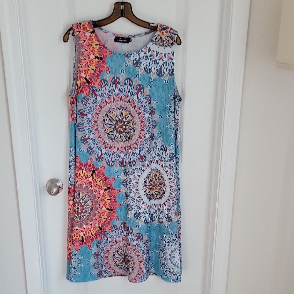 Colorful Mandala Print Sleeveless Dress
